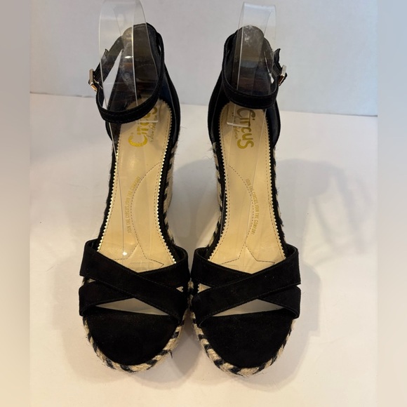 Circus by Sam Edelman Renee black open toe wedge heel sandals size 7M - Picture 1 of 11